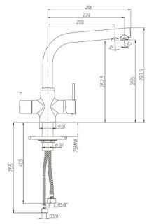 Смеситель для кухни Paini Arena 92CR6433VEB90DAKM с подводом для фильтра хром